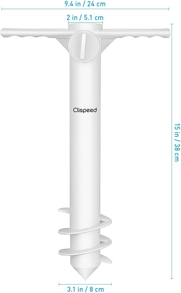CLISPEED Ancre de Sable pour Parasol de Plage, vis à 3 niveaux, plastique robuste antirouille, taille unique, maintien stable par vent fort - Image secondaire