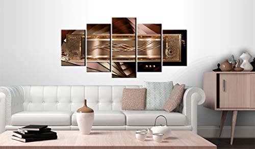 Everfun Art Abstract Canvas Wall Prints Art Large Golden Gentleness Painting Contemporary Picture Framed Ready To Hang Home Decorations Living Room 5Pcs Giclee Artwork (Cl09, Large W60” X H30”) #TOP1
