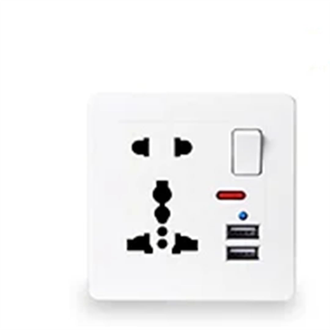 Prise Usb Standard, Panneau Intégré À 5 Trous, Double Port USB 2A, Interrupteur 110-250V, Commande Murale, Prise De Courant Universelle Gray (Double socket) 110-250V