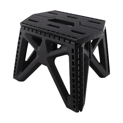 Taburete plegable de plástico ligero con alta capacidad de carga, certificado según EN14183, con asiento hexagonal para mayor comodidad y estabilidad, fácil de transportar con asa (negro) - imagen 2