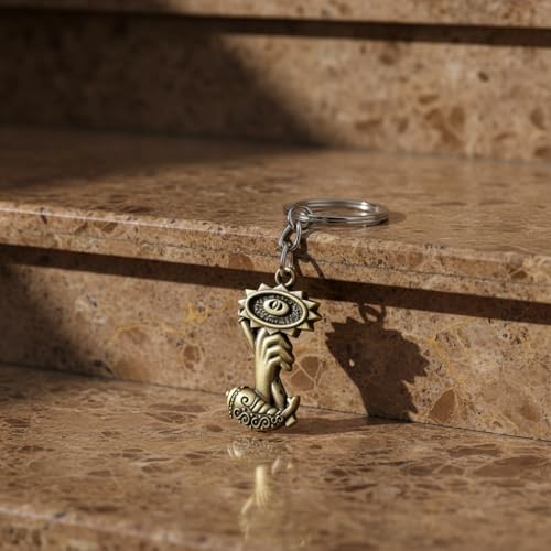 Image of M Men Style Metal Hand Symbol Keychain for Car & Bike Keys | Decorative Round Emblem Key Ring | Durable Metal Key Holder for Men & Women