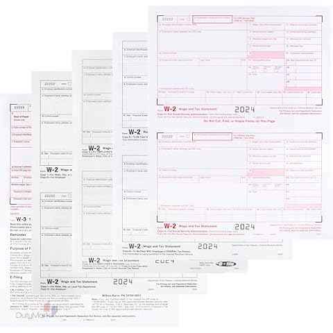 W2 Forms 2024 6-Part Kit of Laser Tax Forms for 25 Employees and W-3 Transmittal for Quickbooks and Accounting Software, 2024 W2 Forms Cover