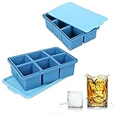 Geesta Large Ice Cube Tray Silicone with Lid, Ice Tray Mold Square,Ice Cube Maker Keep Whiskey Chilled, Easy Release Reusable Mold Maker for Chilling Wine Cocktail Beverage Juice Soup Baby Food