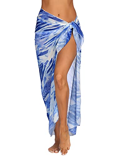 Image of Ekouaer Women Sarong Swimsuit Coverups Chiffon Long Bikini Wraps Sheer Beach Bathing Suit Cover Up