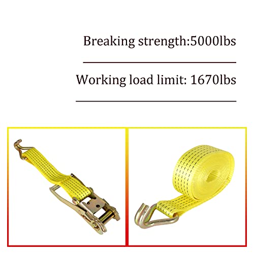 Kimllier 6 Pack Tie-Down Straps 2 Inch X 15 Feet Ratchet Straps Heavy Duty Ratchet Cargo Strap 5000Lbs Polyester Webbing Fit For Transportation Immobilization #TOP1