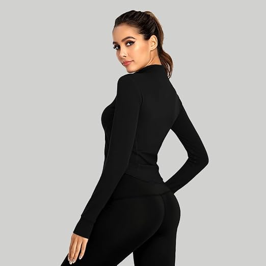 Veste Sport Femme Flintronic - Haut Respirant Manches Longues à Fermeture Éclair | Yoga, Fitness, Running