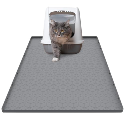 Katzenklo Matte, Katzenstreu Matte, 56 * 86cm Katzenmatte, Matte Katzenklo, Silikonmatte katzenstreumatte, Katzenklo Unterleger zu Reinigen, Rutschfeste Katzenmatte für Den Boden, Grau Katzenklo Matte, Katzenstreu Matte, 56 * 86cm Katzenmatte, Matte Katzenklo, Silikonmatte katzenstreumatte, Katzenklo Unterleger zu Reinigen, Rutschfeste Katzenmatte für Den Boden, Grau