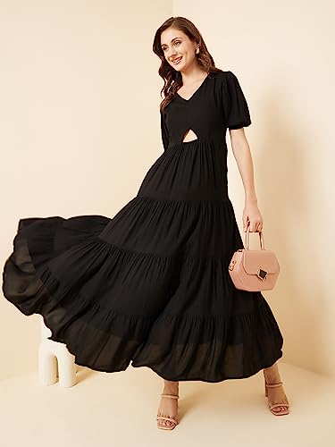 Image of Rare Women's Rayon Fit and Flare Maxi Casual Dress