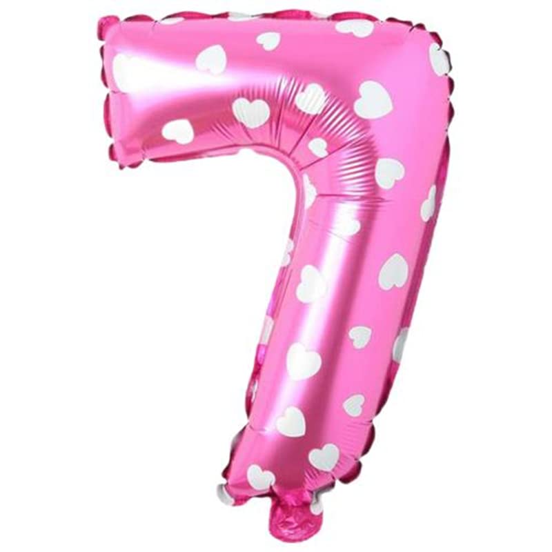 PARTİ VİTRİNİ 7 Rakamlı 16 İnç Pembe Kalpli Folyo Balon 36 CM (Pembe)