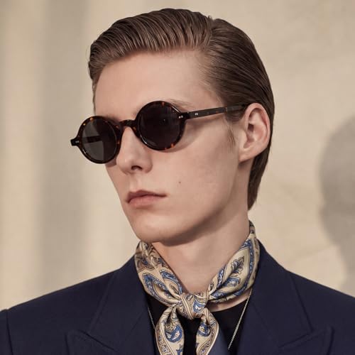 Image of CARFIA Retro Acetate Small Face Polarized Sunglasses for Men Cool Classic Round Sun Glasses CA2501
