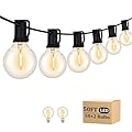 RYKUG Outdoor String Light 50FT Patio Black with 52 Shatterproof G40 LED Clear Globe Bulbs for Indoor/Outdoor, Connectable Hanging Lights for Backyard Balcony Party Decor