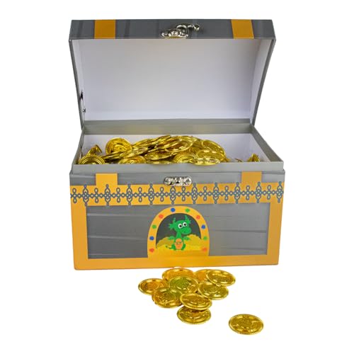 Unique Party- Paquete de 144 monedas del tesoro de plástico, Color oro (86932)