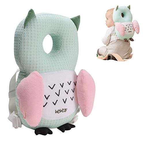 Almohada de protección para la cabeza de bebé, suave y transpirable niños pequeños espalda reposacabezas, para evitar lesiones en la cabeza cuando el bebé aprende a caminar y correr (Búho verde) Cover