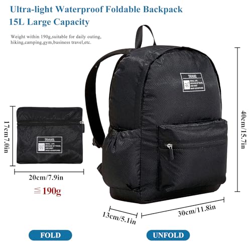 Mochila plegable ligera 15L resistente al agua miniatura 2