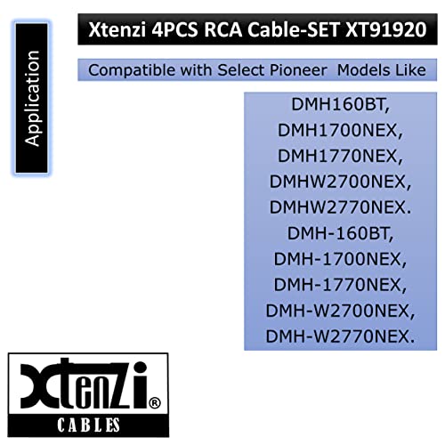 Xtenzi 4Pcs Set Xt91920 Rca Cord Assembly Harness Car Audio Video Compatible With Pioneer Dmh160Bt, Dmh1700Nex, Dmh1770Nex, Dmhw2700Nex, Dmhw2770Nex. #TOP5