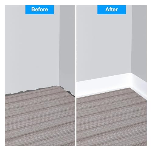 Rodapié de PVC flexible blanco de 2m x 8cm con tira autoadhesiva para suelo 4