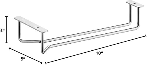 Miniatura 16 de Juego de 2 estantes para copas de vino de 24 pulgadas, acabado de latón, estante para colgar debajo del gabinete, soporte para copas de vino,