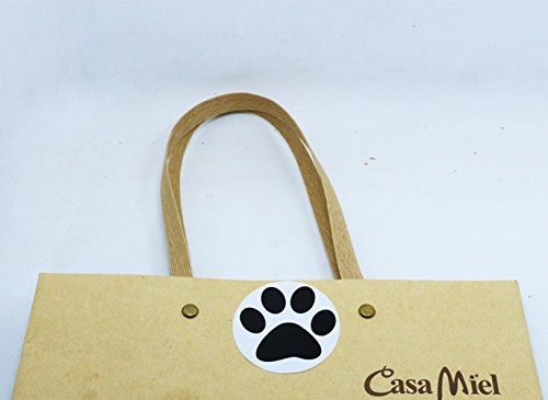 Hybsk 1.5 Inch Round Black Bear Paw Print Dog Puppy Paw Stickers (Glossy Paper-Black Paw) #TOP6