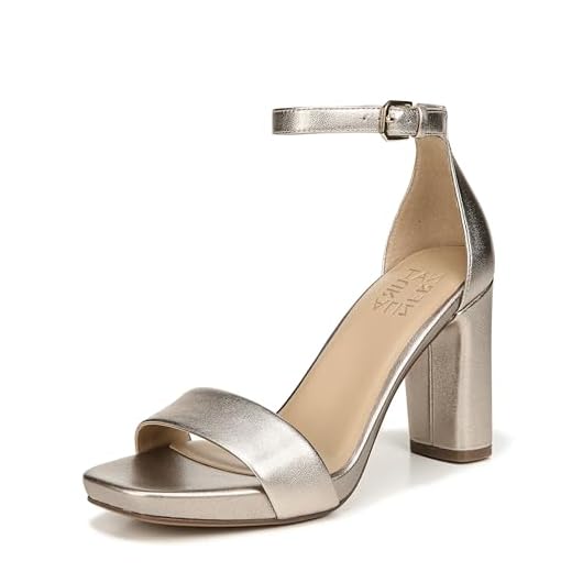 Naturalizer Women's Joy Heeled Sandals, Light Bronze Metallic Leather, 7