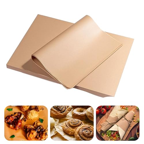Opiniones de Papel de horno - los preferidos. 41 100 Hojas de Papel Pergamino para Hornear, 30 * 40 CM Papel para Hornear Antiadherente de Doble Capa, sin Blanquear, para Freidora de Aire, Hornos, Microondas (Color natural)