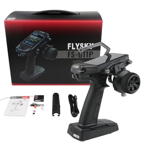 Authticar FS-G11P Flysky Transmitter, 2.4GHz 11CH Transmitter with FS-R11P Receiver Combo, IPS Display, Colorful Lighting Control, Ultra-Low Energy Consumption Suitable for ANT Models RC Toys