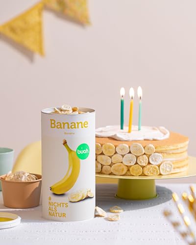 BUAH® Gefriergetrocknete Bio Bananen | Bananen Chips Als Snack Oder Für Smoothies | Idealer Süßigkeiten Ersatz | Vegan & ohne Zuckerzusatz | 210g