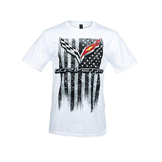 C7 Corvette Men's T-Shirt - American Legacy Collection - Patriotic USA Flag Tee Shirt (XXX-Large, White)