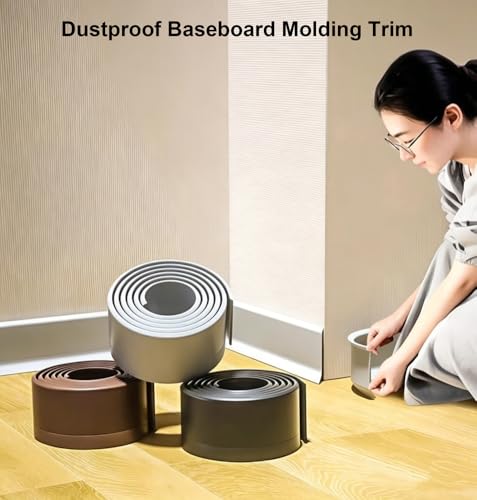 Moldura de pared para techo autoadhesiva con rodapié de pvc flexible y protector contra salpicaduras 4