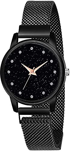 KIARVI GALLERY Black Dial Full Diamond Dial with Magnetic Metal Strap Analog Watch for Girls and Women (Black 12DM) (B09975597L) Amazon Price History, Amazon Price Tracker