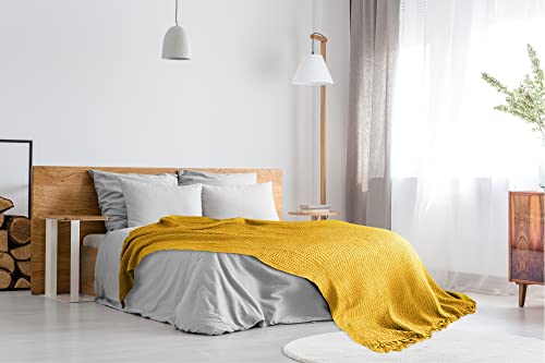 Emma Barclay Honeycomb – Überwurfdecke aus recycelter Baumwolle mit Schlichter Waffelstruktur für Stuhl, Sofa und Sofa in Ocker – 50 x 60 (127 x 152 cm)