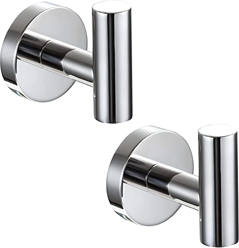 YUET 2 Pezzi Ganci Portasciugamani in SUS 304 Acciaio Inox Gancio Appendiabiti da Parete Con Accessori a vite per Cucina e Bagno Asciugamani Muro Accappatoio (Argento lucido)