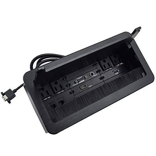 Table Power Connectivity Box with 4 AC Power + 2 RJ45（CAT6） + 1