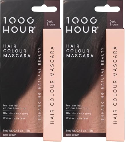 1000 Hour Hair Colour Mascara 12 g, Dark Brown (Pack of 2)