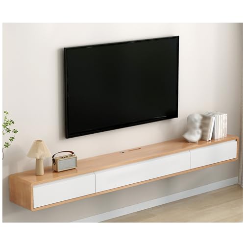 Meuble TV mural blanc en bois avec tiroirs et console multimédia moderne