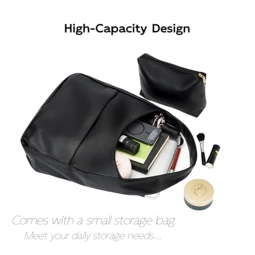 Image of Tote Bags for Women,Faux Leather Shoulder Hobo Purse Soft Slouchy Work Handbag for Work Travel 2pcs