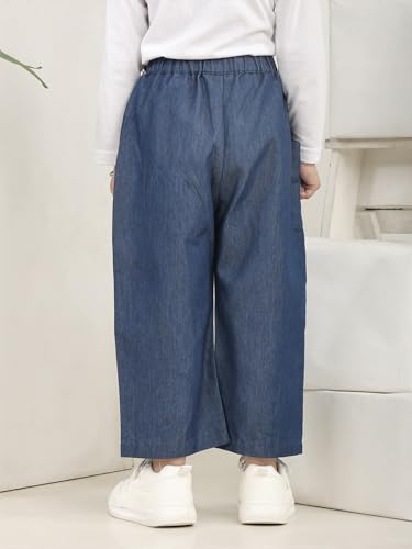 Image of superminis Girls Denim Jeans | Stretchable Blue Cat Print Jeans for Girls 3-10 Years | Soft Comfortable Kids Denim Pants for Casual