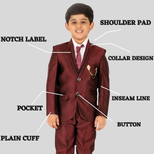 Image of Pro-Ethic Style Developer Boy's 5 Piece Suit Set | Coat, Pant, Tie & Shirt | Cotton Checked Pattern