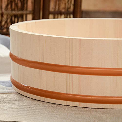 Wooden Hangiri Sushi Mixing Tub Japanese Rice Making Serving Bowl Rice Pan Rice Bucket With Copper Banding, White Pine Wood #TOP6