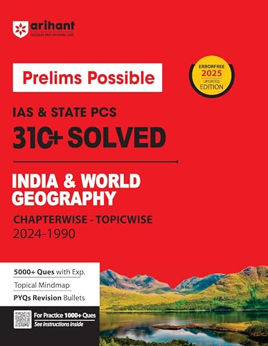 Image of Arihant Prelims Possible IAS and State PCS Examinations 300+ Solved Chapterwise Topicwise (19902023) Geography India & World | 4500+ Questions With ... | Topical Mindmap | Errorfree 2024 Edition
