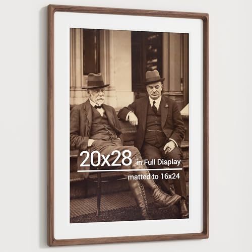 Heimlove 20x28 Picture Frames Natural Walnut,Original Wood Hand Make Crafted Poster Frame with Mat to 16x24 Graduation Picture Display,Family Picture,Wedding Picture,Photo,Document Wall Decoration