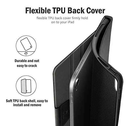 Antbox iPad 第11世代 ケース(A16) 第10世代 ケース 10.9インチ 高級ソフトPUレザー製 ひび割れ防止 耐衝撃 アップルペンシル収納可 オートスリープ＆スタンド機能付き 全面保護 (ブラック)