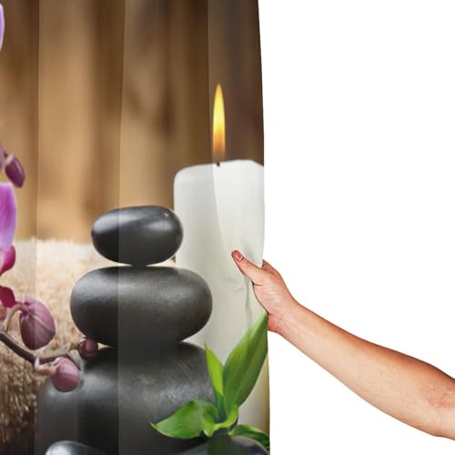 Rideau de douche rideau baignoire polyester zen avec œillets 183x183 - 5