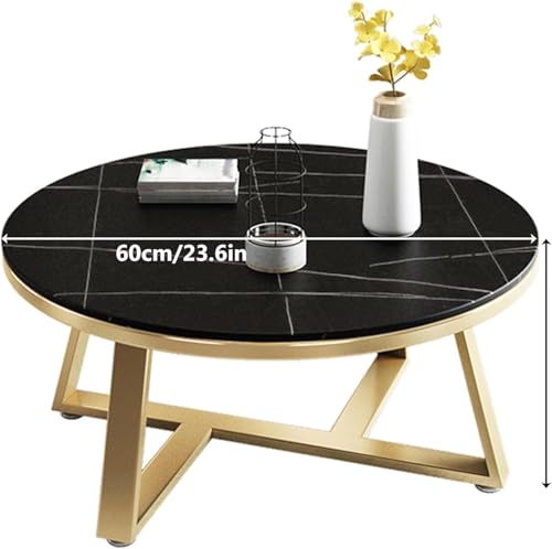 Image of Shoppee Coffee Table - Modern 2-Tier with Faux Marble Top and Gold Metal Frame - Stylish Center Table for Living Room, Sofa Table, Elegant Cocktail Table for Home, Office, Black & Gold