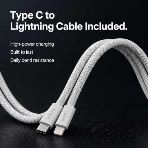 Image of 20W PD Fast Charger Adapter for iPhone 14 /13 /12 /11 Series | Type C Wall Adapter + Type C to Lightning Nylon Cable | BIS Certified|1 Year Warranty| White