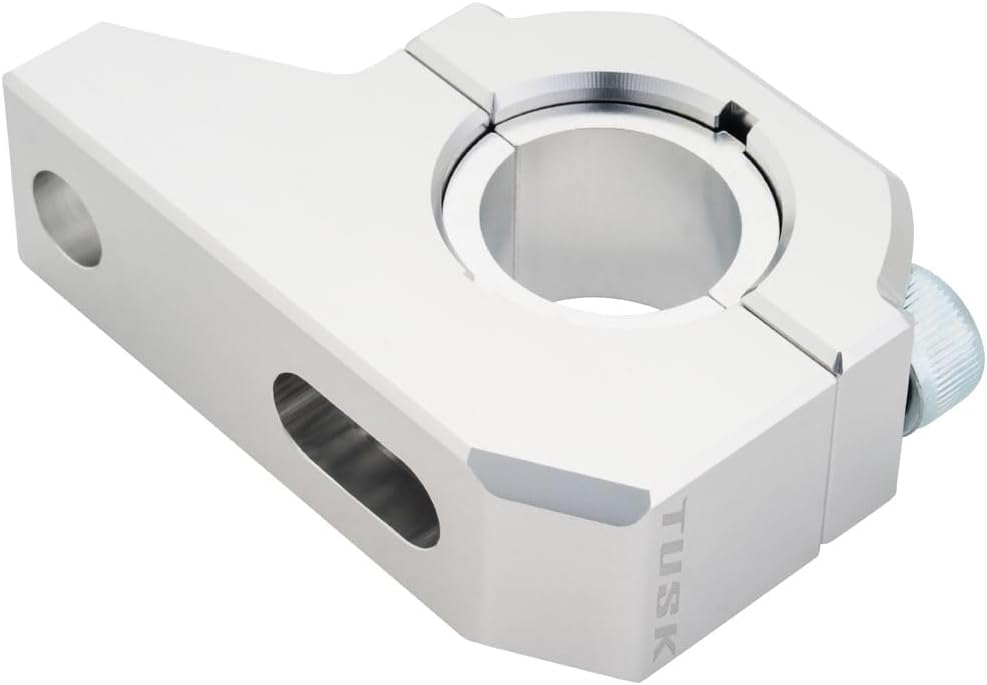 Tusk 1-1/4” Rise Offset Bar Risers Universal Handlebar Clamps With 1-1/8" or 7/8" Bar mount Billet Aluminum (Silver)