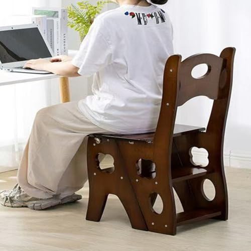 Silla de escalera de madera negra para espacios altos y orden 7