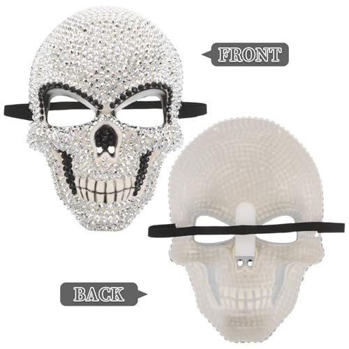 Masque de crâne à strass pour bal masqué et soirée Halloween - 5
