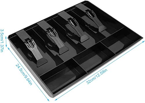 Image of Cash Tray Organizer for Shops, Portable cash counter, ABS Plastic Manual Money Box Plastic cash drawer organizer tray, cashier drawer box with coin slot, bill counter cash box (4 SLOT)