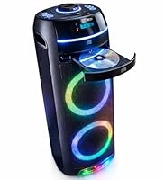 REFLEXION PS10BTCD Mobiler Bluetooth Partylautsprecher, LED Discobeleuchtung, mit eingebauten CD-Player, vielseitige Anschlüsse, Akku für 10 Stunden Musik, Schwarz