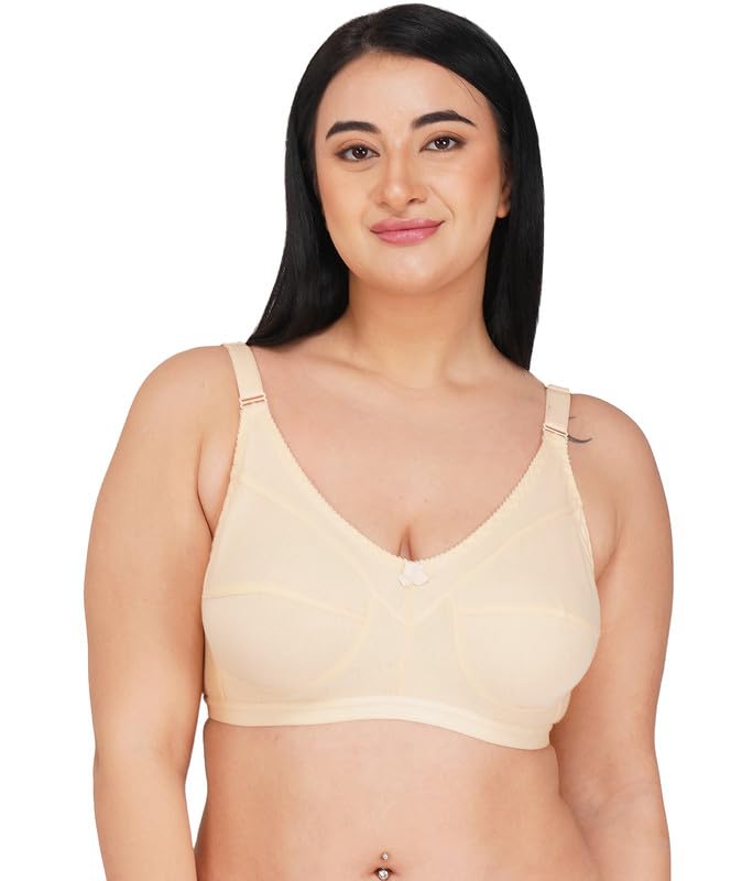 Image of Women's Cotton Blend C-Cup Non-Padded Heavy Bust Seamless Minimizer Full Coverage Non-Wired T-Shirt Everyday Bra Combo Pack of 3